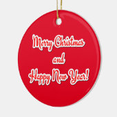 Vrolijk kerstfeest en gelukkig nieuwjaar keramisch ornament (Links)