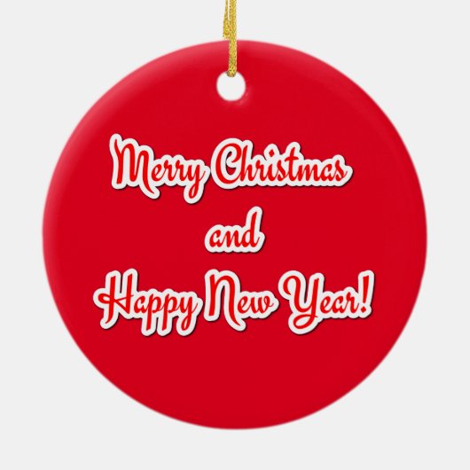 Vrolijk kerstfeest en gelukkig nieuwjaar keramisch ornament (Achterkant)