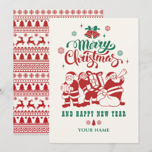 Vrolijk kerstfeest en gelukkig nieuwjaar klassieke feestdagenkaart