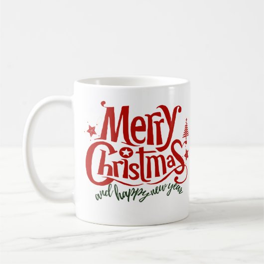 vrolijk kerstfeest en gelukkig nieuwjaar koffiemok (Links)