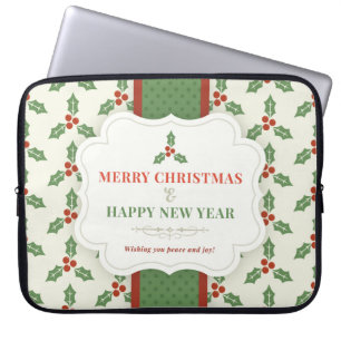 Vrolijk kerstfeest en gelukkig nieuwjaar laptop sleeve