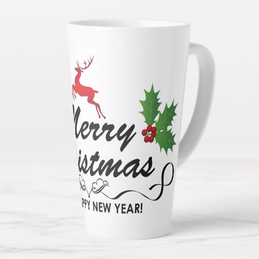 Vrolijk kerstfeest en gelukkig nieuwjaar latte mok (Rechterhoek)