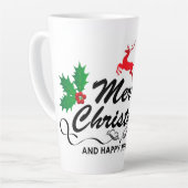 Vrolijk kerstfeest en gelukkig nieuwjaar latte mok (Linkerhoek)