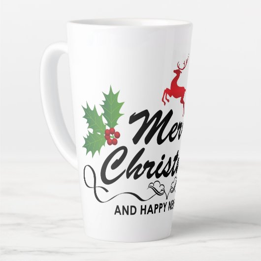 Vrolijk kerstfeest en gelukkig nieuwjaar latte mok (Linkerhoek)