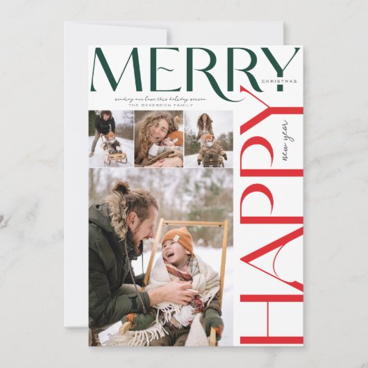 Vrolijk Kerstfeest en Gelukkig Nieuwjaar, Moderne  Feestdagenkaart (Voorkant)