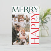 Vrolijk Kerstfeest en Gelukkig Nieuwjaar, Moderne  Feestdagenkaart (Staand voorkant)