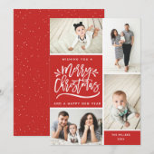 Vrolijk kerstfeest en gelukkig nieuwjaar Multi Pho Feestdagenkaart (Voorkant / Achterkant)