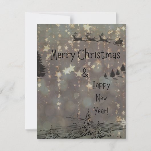 Vrolijk kerstfeest en gelukkig nieuwjaar notitiekaartje (Voorkant)