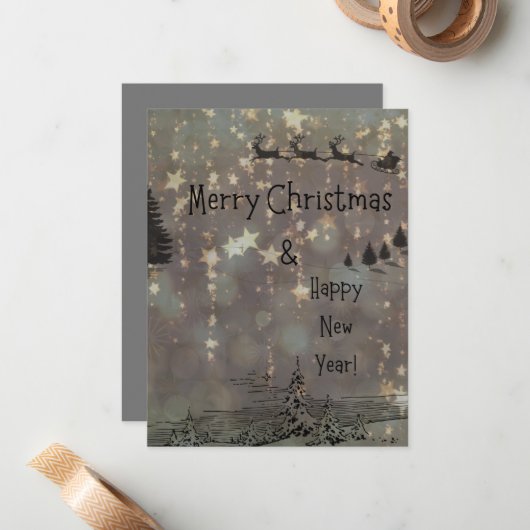 Vrolijk kerstfeest en gelukkig nieuwjaar notitiekaartje (Voorkant / Achterkant in situ)