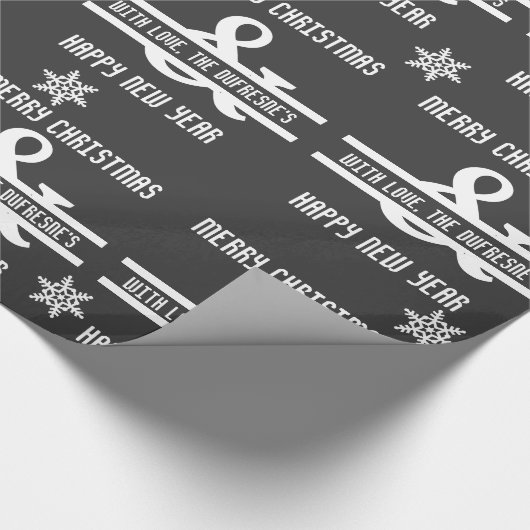 Vrolijk kerstfeest en gelukkig nieuwjaar op maat cadeaupapier (Hoek)