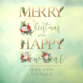 Vrolijk kerstfeest en gelukkig nieuwjaar op maat raamsticker (Vel 3)