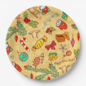 Vrolijk kerstfeest en gelukkig nieuwjaar papieren bordje (Voorkant)