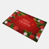 Vrolijk kerstfeest en gelukkig nieuwjaar Poinsetti Deurmat (Schuin)