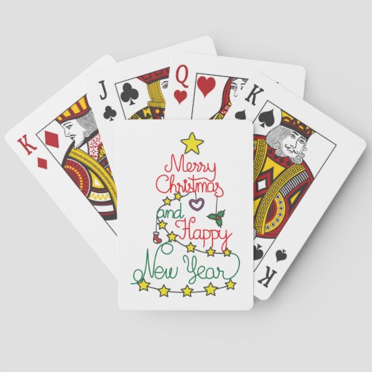 Vrolijk kerstfeest en gelukkig nieuwjaar pokerkaarten (Achterkant)