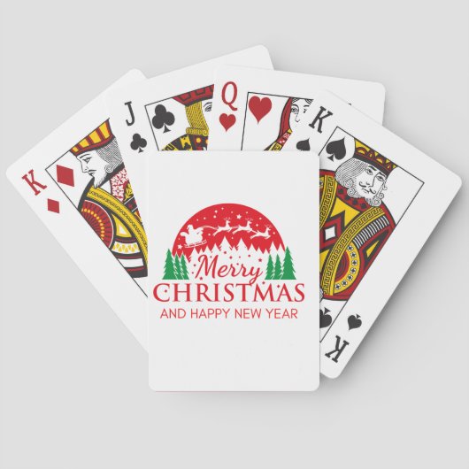 Vrolijk kerstfeest en gelukkig nieuwjaar pokerkaarten (Achterkant)