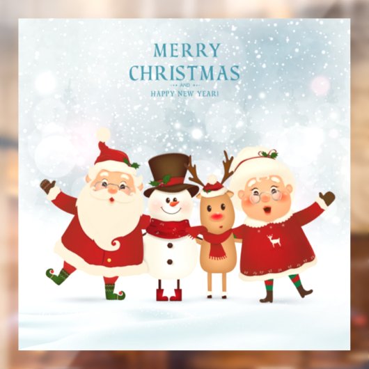 Vrolijk kerstfeest en gelukkig nieuwjaar raamsticker (Vel 2)