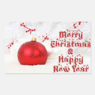 vrolijk kerstfeest en gelukkig nieuwjaar rechthoekige sticker