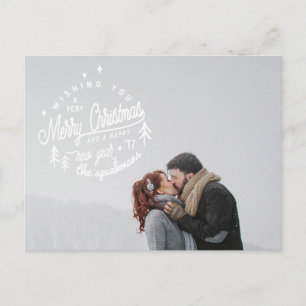 vrolijk kerstfeest en gelukkig nieuwjaar retro briefkaart