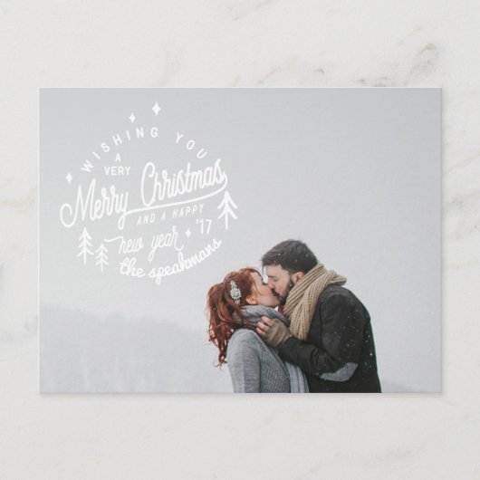 vrolijk kerstfeest en gelukkig nieuwjaar retro briefkaart (Voorkant)