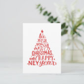 Vrolijk kerstfeest en gelukkig nieuwjaar. Rode let Feestdagenkaart (Staand voorkant)