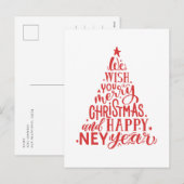 Vrolijk kerstfeest en gelukkig nieuwjaar. Rode let Feestdagenkaart (Voorkant / Achterkant)