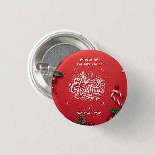 Vrolijk kerstfeest en gelukkig nieuwjaar ronde button 3,2 cm