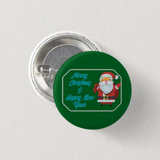 Vrolijk kerstfeest en gelukkig nieuwjaar ronde button 3,2 cm (Voorkant /achterkant)