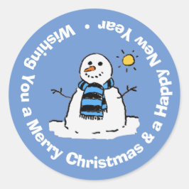 Vrolijk kerstfeest en gelukkig nieuwjaar. ronde sticker