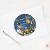 Vrolijk kerstfeest en gelukkig nieuwjaar! ronde sticker (Envelop)