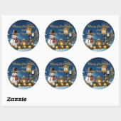 Vrolijk kerstfeest en gelukkig nieuwjaar! ronde sticker (Vel)