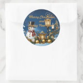 Vrolijk kerstfeest en gelukkig nieuwjaar! ronde sticker (Tas)