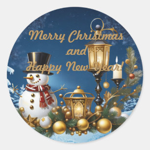 Vrolijk kerstfeest en gelukkig nieuwjaar! ronde sticker