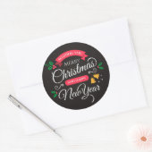 Vrolijk kerstfeest en gelukkig nieuwjaar ronde sticker (Envelop)