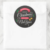 Vrolijk kerstfeest en gelukkig nieuwjaar ronde sticker (Tas)