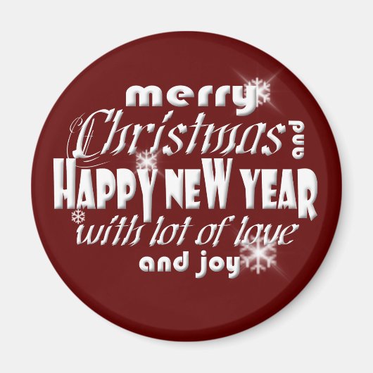 Vrolijk kerstfeest en gelukkig nieuwjaar rood magneet (Voorkant)