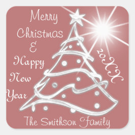 Vrolijk kerstfeest en gelukkig nieuwjaar Roos grij Vierkante Sticker