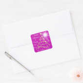Vrolijk kerstfeest en gelukkig nieuwjaar - roze go vierkante sticker (Envelop)