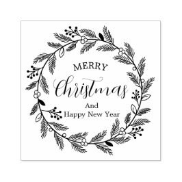 Vrolijk kerstfeest en gelukkig nieuwjaar rubberstempel