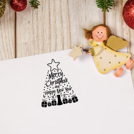 Vrolijk kerstfeest en gelukkig nieuwjaar, rubberstempel