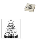 Vrolijk kerstfeest en gelukkig nieuwjaar, rubberstempel (Gestempeld)