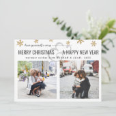 Vrolijk kerstfeest en gelukkig nieuwjaar script tw feestdagenkaart (Staand voorkant)