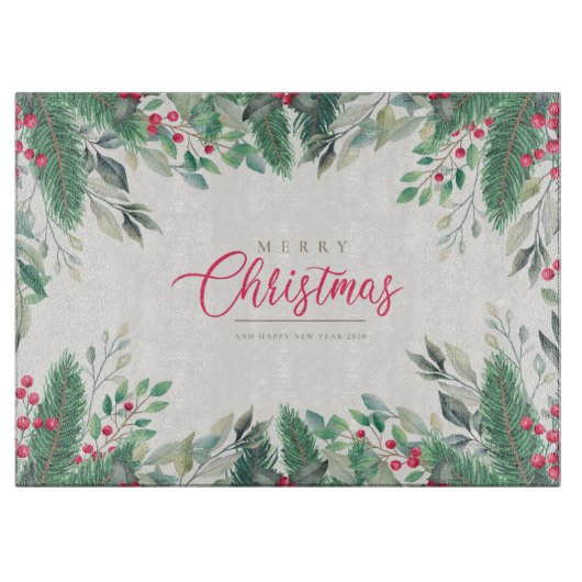 Vrolijk kerstfeest en gelukkig nieuwjaar snijplank (Voorkant)