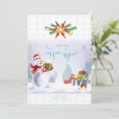 Vrolijk kerstfeest en gelukkig nieuwjaar! Snowman  (Staand voorkant)