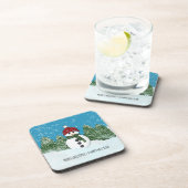 Vrolijk kerstfeest en gelukkig nieuwjaar Snowman Bier Onderzetter (Rechterzijde)