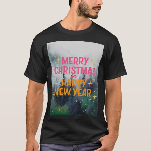 Vrolijk kerstfeest en gelukkig nieuwjaar t-shirt (Voorkant)