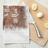 Vrolijk kerstfeest en gelukkig nieuwjaar theedoek (Quarter Fold)