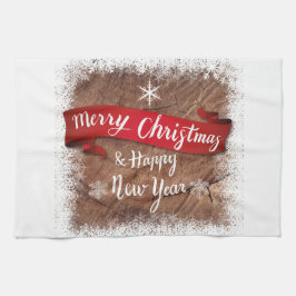 Vrolijk kerstfeest en gelukkig nieuwjaar theedoek