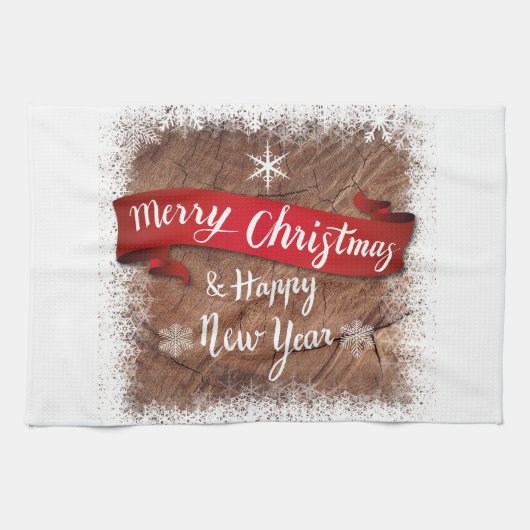 Vrolijk kerstfeest en gelukkig nieuwjaar theedoek (Horizontaal)