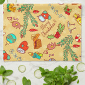 Vrolijk kerstfeest en gelukkig nieuwjaar theedoek (Gevouwen)