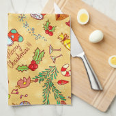 Vrolijk kerstfeest en gelukkig nieuwjaar theedoek (Quarter Fold)